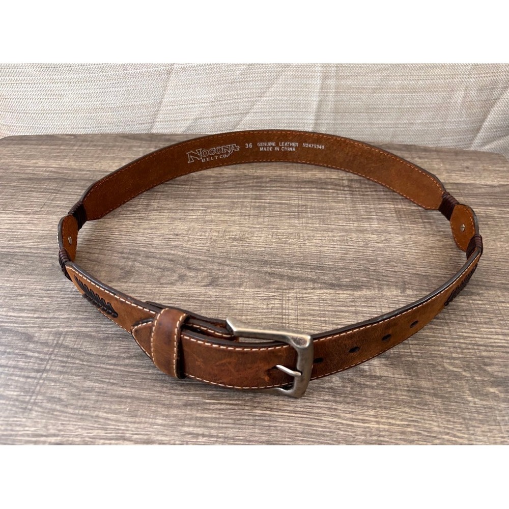 Nocona Belt Co Womens Brown Leather Western Concho Braided Belt 36 N2475344